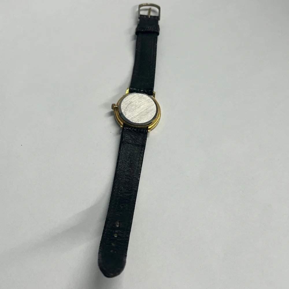 Vintage Watch Green-Red-Green Dial Black Lizard Embossed Leather Strap